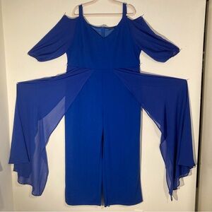 Jumpsuit SHEIN Curve Blue Cold-Shoulder Jumpsuit Wide-Leg, Sz 4x fits like 2x/3x